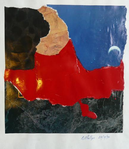 Collage, enamel paint on paper
